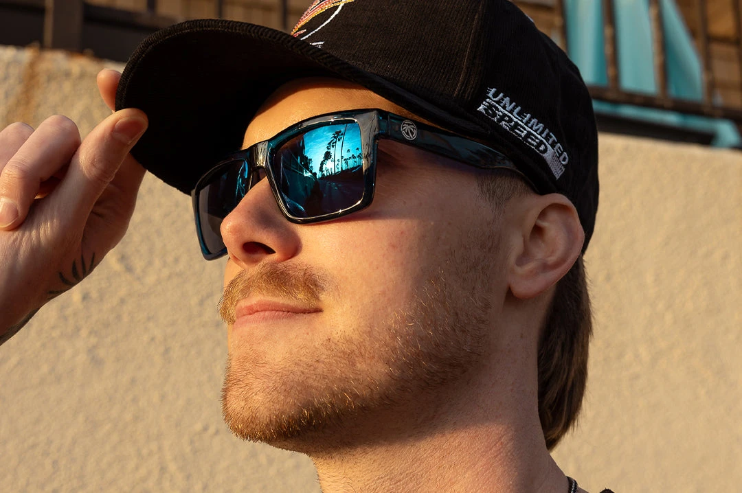 VISE Z87 Sunglasses Neon Blue Frame - Image 3